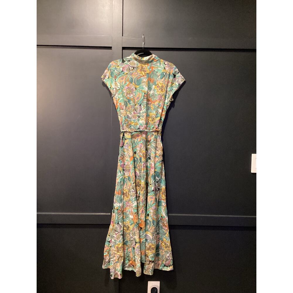 Robert Graham Vivienne short sleeve button down multi color floral midi dress 8 - Picture 6 of 10